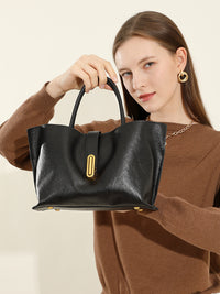 Malas femininas transfronteiriças, nova mala tote de vaca curtida vegetal topo de grão, mala de moda de nicho para pendulares, mala cruzada feminina