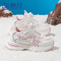 Sapatos desportivos femininos versáteis Warrior, sapatos casuais com blocos de cor de inverno, sapatos quentes de algodão forrados a fleece