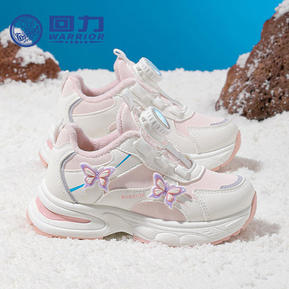 Sapatos desportivos femininos versáteis Warrior, sapatos casuais com blocos de cor de inverno, sapatos quentes de algodão forrados a fleece