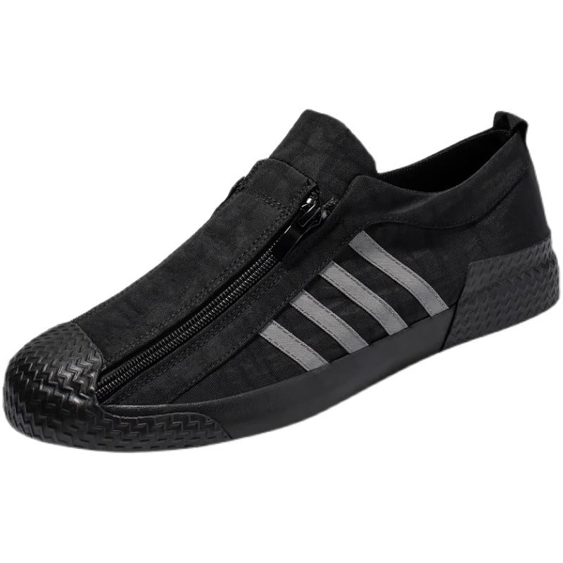 Sapatos masculinos: sapatos coreanos modernos de lona respirável de 2025, sapatos de tábua casuais versáteis, sapatos antigos de tecido de Pequim