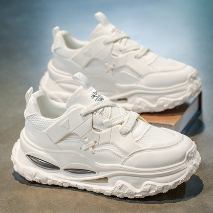 Sapatos de rede 2025 sapatos masculinos baixos com atacadores, malha respirável, sapatos de pai, desportos casuais masculinos na moda, modernos e versáteis