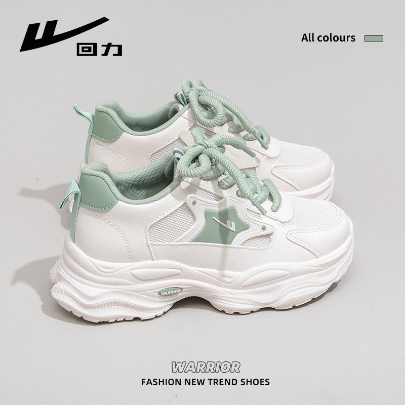 Sapatos de pai estilo minimalista Warrior, sapatos desportivos de sola grossa respiráveis em malha, sapatos casuais casuais para caminhadas ao ar livre primavera/outono 2025