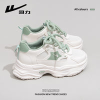 Sapatos de pai estilo minimalista Warrior, sapatos desportivos de sola grossa respiráveis em malha, sapatos casuais casuais para caminhadas ao ar livre primavera/outono 2025