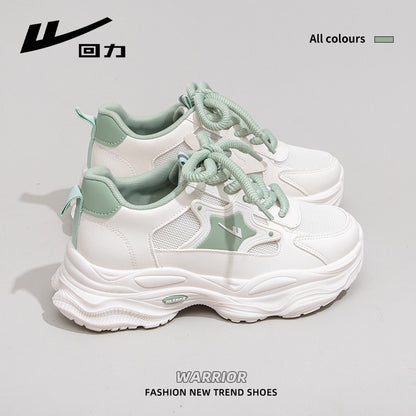 Sapatos de pai estilo minimalista Warrior, sapatos desportivos de sola grossa respiráveis em malha, sapatos casuais casuais para caminhadas ao ar livre primavera/outono 2025