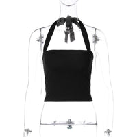 Verão 2026 European e American Hot Girl Nova Moda de Cor Sólida Slim Fit Versátil de Rua Estilo Estilo Halter, Conjunto Drop-Off Feminino
