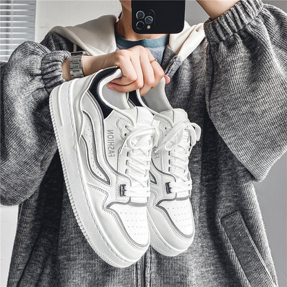 Sapatos de Homem 2024 Novo Design de Primavera Nicho Ténis Casuais Baixos, Sapatos Desportivos Masculinos Versáteis, Respiráveis, Pequenos Sapatilhos Brancos da Moda