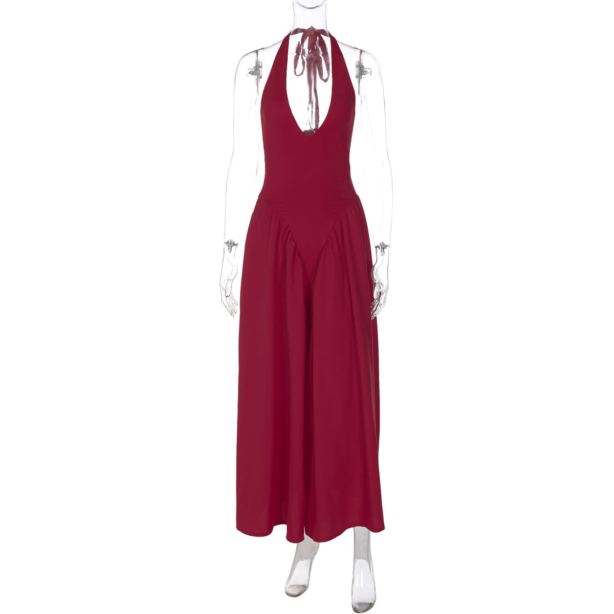 Vestido elegante e elegante para mulheres, vestido bestseller cross-fronteiriço da Amazon, de cor sólida, sexy com decote oco oco em V profundo