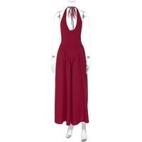 Vestido elegante e elegante para mulheres, vestido bestseller cross-fronteiriço da Amazon, de cor sólida, sexy com decote oco oco em V profundo