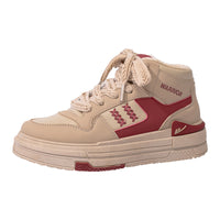 Sapatos de plataforma alta com blocos de cor Warrior, estilo universitário americano, ténis de alto valor, sapatos casuais femininos para alongar as pernas