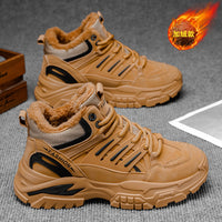 Sapatos Masculinos 2025 Novos Invernos Casuais Forrados a Fleece Calor Espessado Aumento de Altura Caminhadas Masculinas Martin Desporto Pai Sapatos Modernos