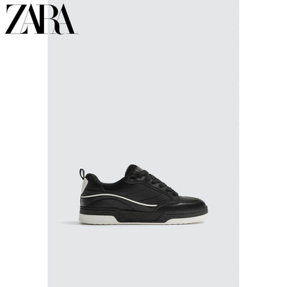 ZARA 2026 Primavera/Verão Novos Sapatos Masculinos Tênis de Cano Alto com Cadarço e Sola Grossa em Dois Tons 2257720 800