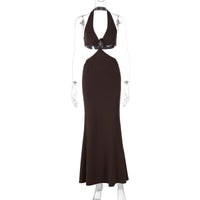 Vestido redondo redondo, slim, de topo longo com adornos de verão da Amazon Cross-fronte de verão novo e sexy retallado com peito oco