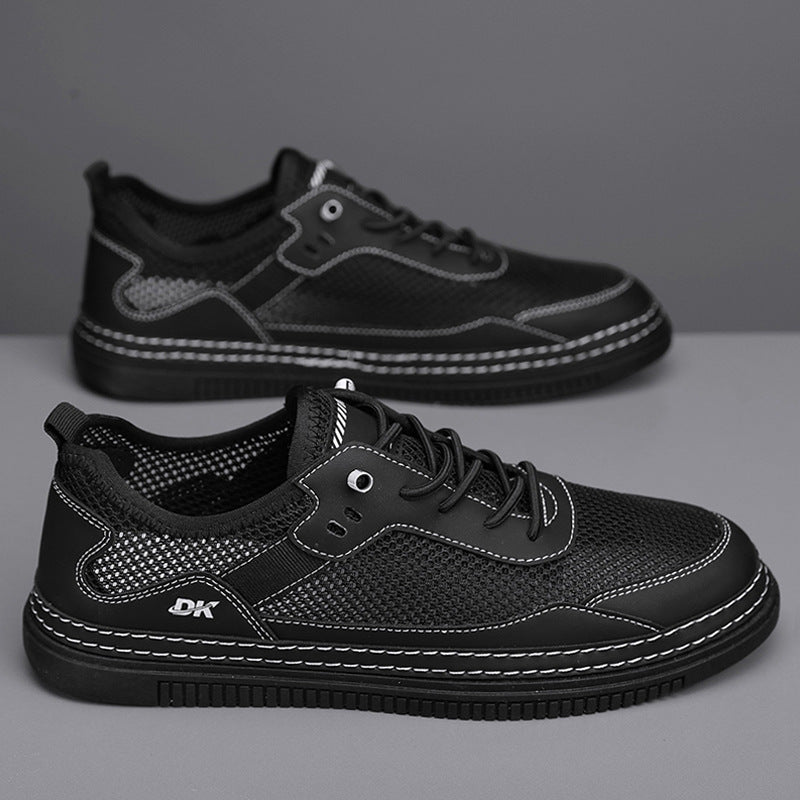 Sapatos masculinos: sapatos desportivos casuais de malha fina e respiráveis de verão, sapatos de malha oca de um passo para adolescentes, sapatos pequenos de quadro branco, sapatos modernos