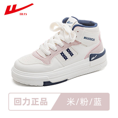 Sapatos de plataforma alta com blocos de cor Warrior, estilo universitário americano, ténis de alto valor, sapatos casuais femininos para alongar as pernas