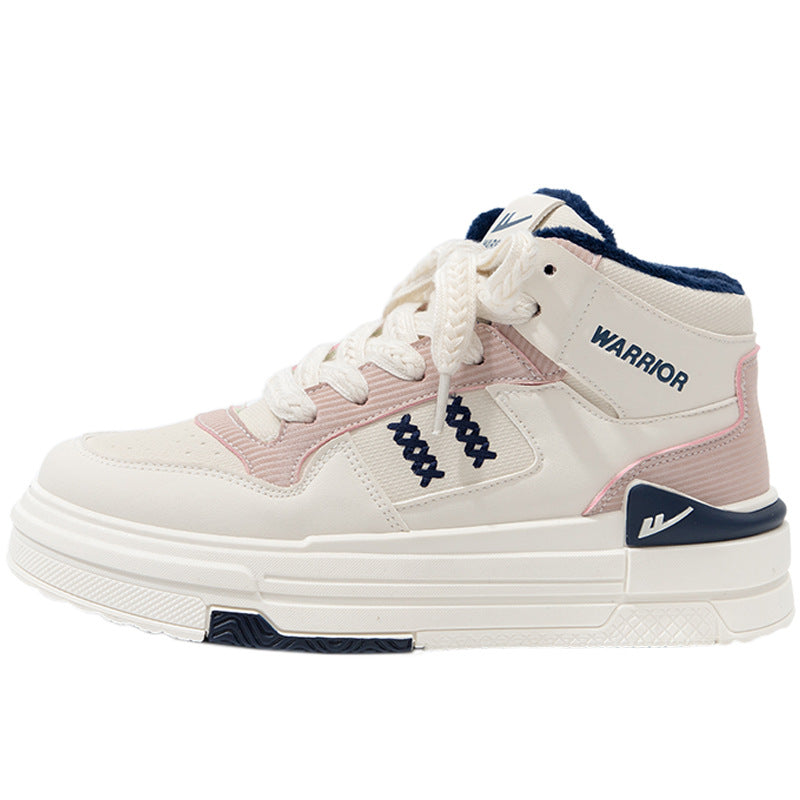 Sapatos de plataforma alta com blocos de cor Warrior, estilo universitário americano, ténis de alto valor, sapatos casuais femininos para alongar as pernas