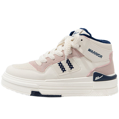 Sapatos de plataforma alta com blocos de cor Warrior, estilo universitário americano, ténis de alto valor, sapatos casuais femininos para alongar as pernas