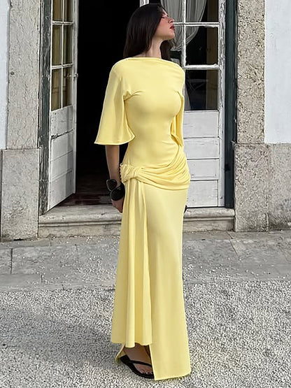 Estilo Europeu e Americano 2026 Verão Novo Design Francês Vestido Decorativo de Fita Longa com Costas Na Moda para Mulheres
