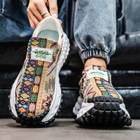 Sapatos masculinos: ténis de corrida de lona grossa com sola de verão, sapatos de pai com sola resistente ao desgaste para adolescentes