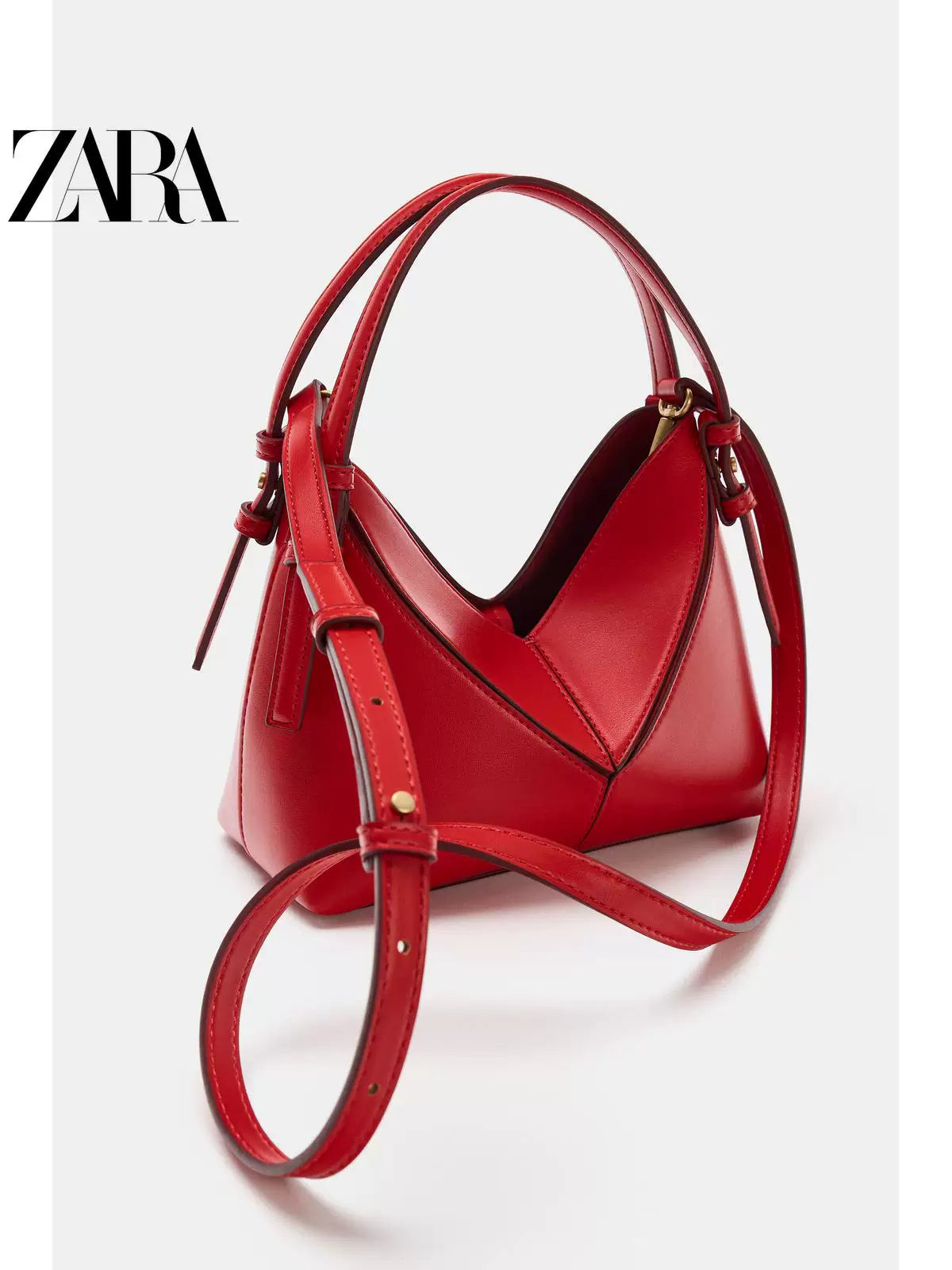 Bolsa feminina ZARA 2026 Verão, nova coleção com detalhes em costura, mini bolsa de mão com cordão/bolsa transversal 6092810 600
