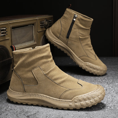 Novas botas Martin de outono com fecho lateral 2024 para homem, sapatos vintage britânicos Chelsea high-top masculino