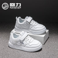 Ténis infantis Warrior de velcro de cor sólida, portáteis, fáceis de vestir e tirar, sapatos brancos desportivos, sapatos de outono simples respiráveis e na moda