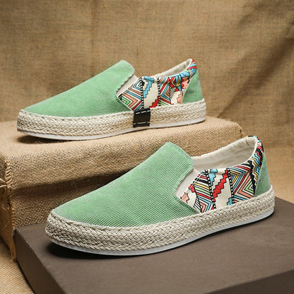 Sapatos de tecido masculinos, novos ténis de verão 2025, respiráveis, casuais casuais com sola em camadas, feitos à mão de Pequim