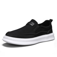 Sapatos de lona para homem, ténis desportivos casuais de verão para o verão, sapatos pretos de uma perna com sola macia e tecido da moda
