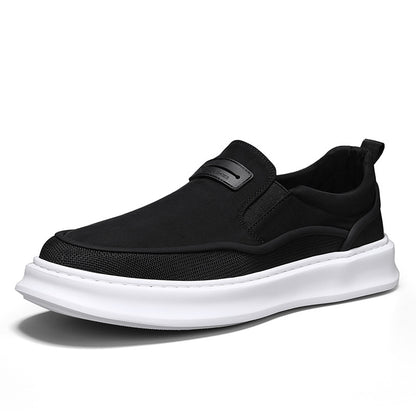 Sapatos de lona para homem, ténis desportivos casuais de verão para o verão, sapatos pretos de uma perna com sola macia e tecido da moda