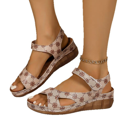 Sapatos plus size femininos, magic strap, sapatos femininos leves, sandálias de exportação 2026, novas sandálias independentes com sola grossa e padrão