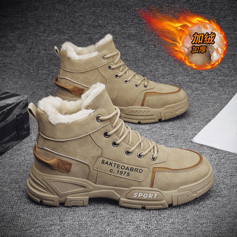 Botas Martin de inverno masculinas: antiderrapantes, resistentes ao uso, sapatos de algodão quente forrados a lã polar, botas de trabalho modernas, botas de neve versáteis