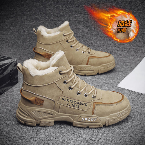 Botas Martin de inverno masculinas: antiderrapantes, resistentes ao uso, sapatos de algodão quente forrados a lã polar, botas de trabalho modernas, botas de neve versáteis