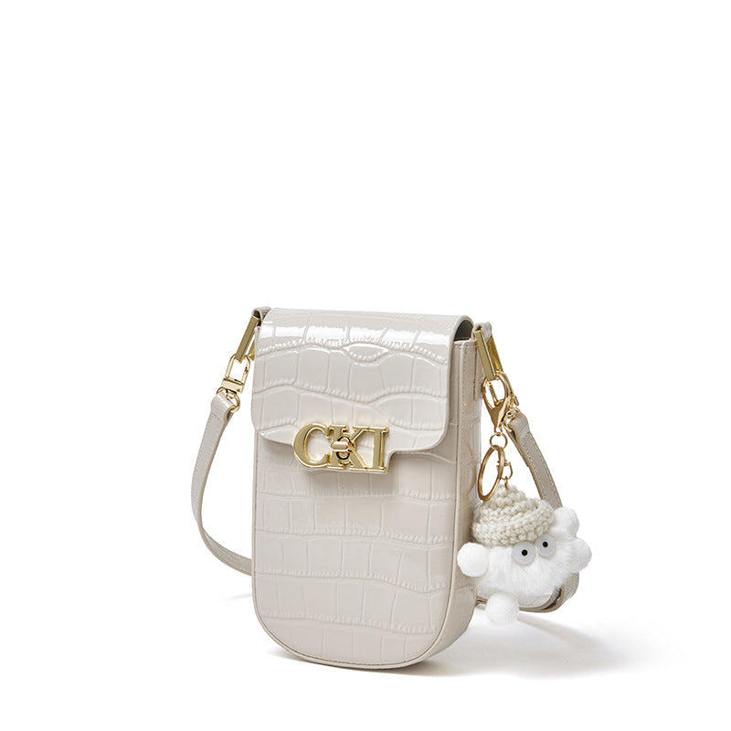 Malas de pele genuína, designs coreanos de nicho, novas malas Kaili, malas femininas crossbody de ombro simples, bolsa retro de batom para telemóvel e moderna