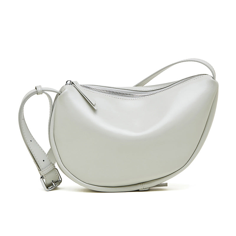 Malas femininas 2026 nova mala de mulher em pele genuína, bolsa para bolinhos, mala preguiçosa em forma de lua crescente, mala cruzada de ombro simples de grande capacidade