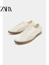 ZARA 2026 Verão Novo Sapatos Femininos Color Block Esportivos com Cadarço Sapatos Rasteiros Leves 5436710 001