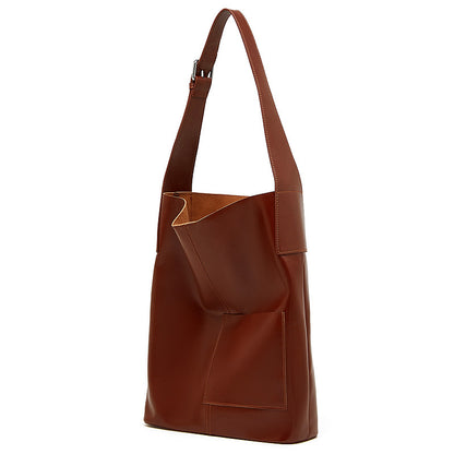 Bestsellers do comércio externo: malas grandes de vaca curtida a legumes, sacos de balde de grande capacidade, sacos de couro genuíno, sacos de ombro, malas de mão