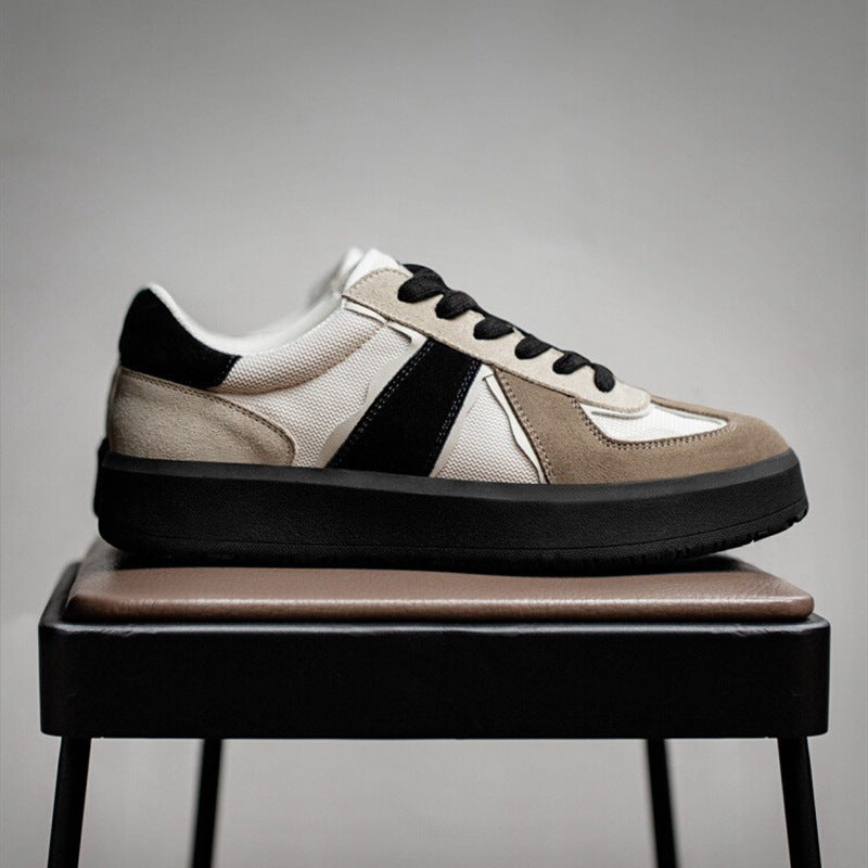 Sapatos de treino moral masculino, primavera/outono 2024 novos sapatos retro retro e versáteis, ténis desportivos casuais de sola grossa para homens que aumentam a altura
