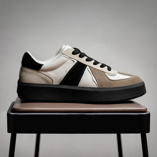 Sapatos de treino moral masculino, primavera/outono 2024 novos sapatos retro retro e versáteis, ténis desportivos casuais de sola grossa para homens que aumentam a altura