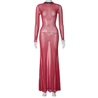Vestido feminino novo e sexy de verão de malha sem costas, de manga comprida extra-longa, ao estilo europeu e americano, para mulheres