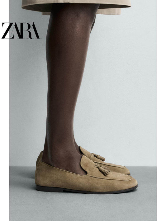 ZARA 2026 Primavera/Verão Sapatos Masculinos Novos com Camurça e Detalhes em Couro Sapato Náutico Social 2632720 131