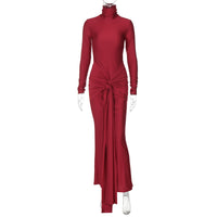 Vestido de Moda Estreita Estreita e Americana de Nova Cor Sólida de Verão, Vestido Slim Fit Estreitado de Verão com Gola Alta e Manga Longa, Vestido Slim Fit para mulheres