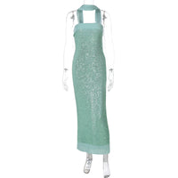 Amazon Novo vestido sexy sem alças, de cor sólida, slim longo, estilo socialite, ajustado, para mulheres