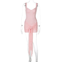 Vestido de Moda Transfronteiriço em renda Sexy com decote em V, cintura apertada na cintura, vestido com alças retalhadas e contornos de anca