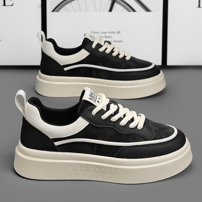Sapatos masculinos, primavera 2025 novos sapatos brancos modernos e na moda, sapatos de praia versáteis, sapatos casuais de sola grossa para aumento de altura