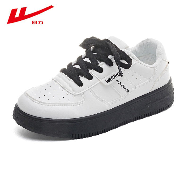 Warrior de cor sólida ténis brancos simples de sola grossa, sapatos de estudante na moda e na moda e versáteis, sapatos desportivos casuais para mulheres