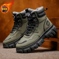 Botas de neve masculinas, sapatos de algodão do Nordeste, forrados em polar de inverno, quentes e espessos, em pele e pele integraram botas de algodão Martin resistentes ao frio e resistentes ao frio