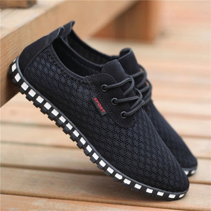 Sapatos de malha de verão para homens, sapatos preguiçosos respiráveis, sapatos de malha com sola macia para homem de verão, sapatos casuais masculinos, sapatos antigos de tecido de Pequim