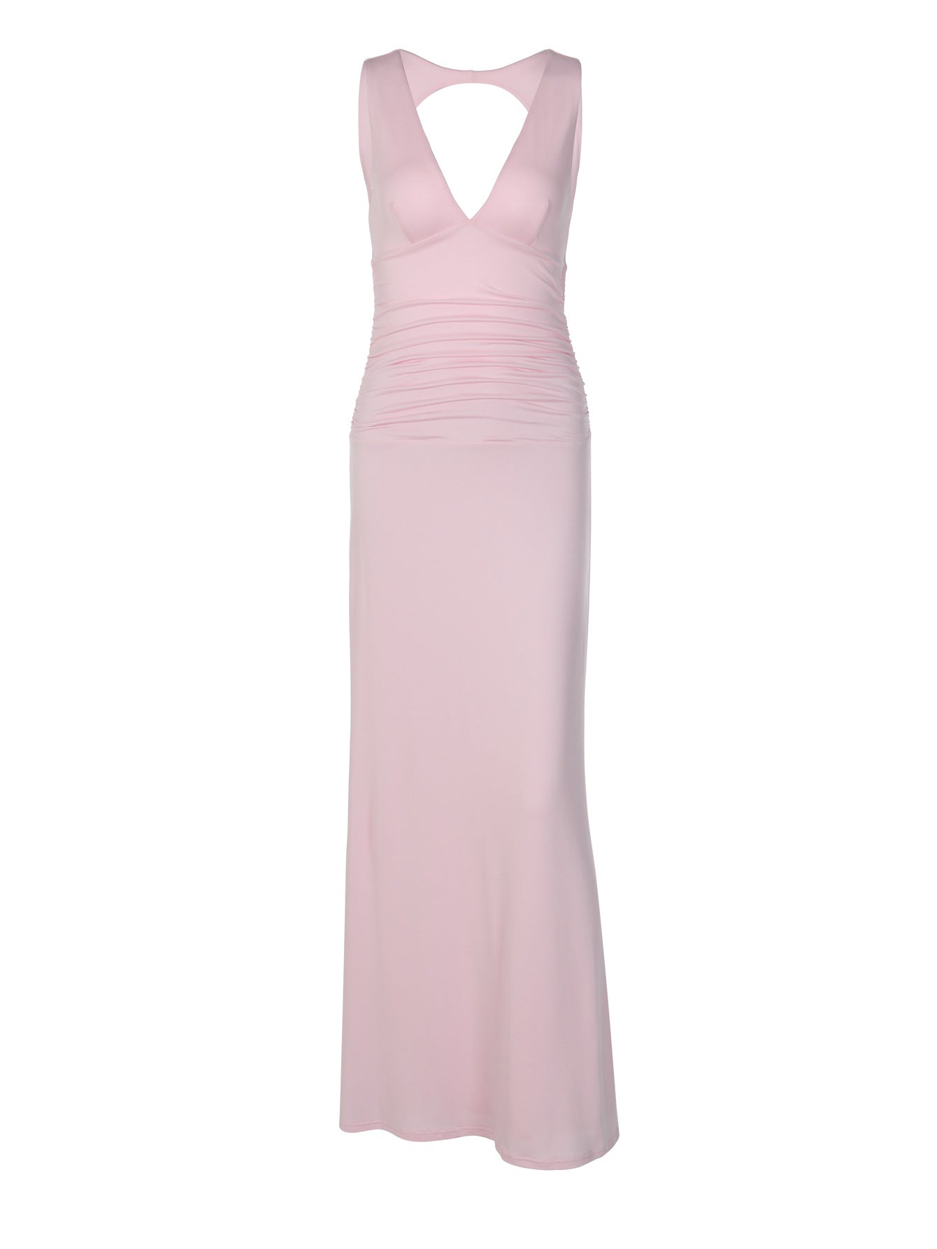 Comércio Externo Europeu e Americano 2026 Verão Novo Vestido Feminino Sexy de Decote em V, Slim Backless, Pregado e Dupla Camada