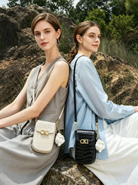 Malas de pele genuína, designs coreanos de nicho, novas malas Kaili, malas femininas crossbody de ombro simples, bolsa retro de batom para telemóvel e moderna