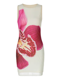 Vestido curto de lápis feminino feminino europeu e americano de 2025, novo vestido curto sexy, floral queimado, sexy, de malha slim fit que aperta a cintura para mulheres