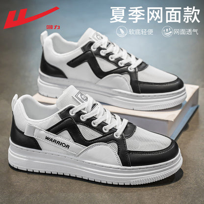 Warrior casual e versáteis sapatilhas de sola grossa com sentido de design, sapatos baixos e de alto valor, sapatos desportivos masculinos de moda outdoor